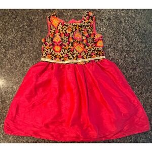 A.T.U.N. Girls Pink Embroidered Party Dress Sleeveless Formal Size 6-7Y